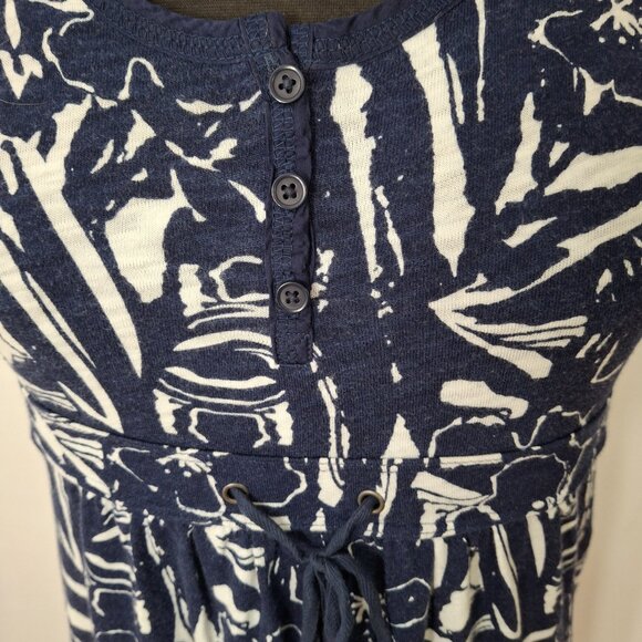 Eddie Bauer Beachy Maxi Blue Geo Print Empire High Waist Cool Cotton Dress Sz M - Picture 5 of 14